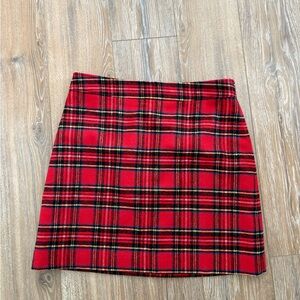 J. Crew Factory Red Plaid Fleece Skirt NWT size 12